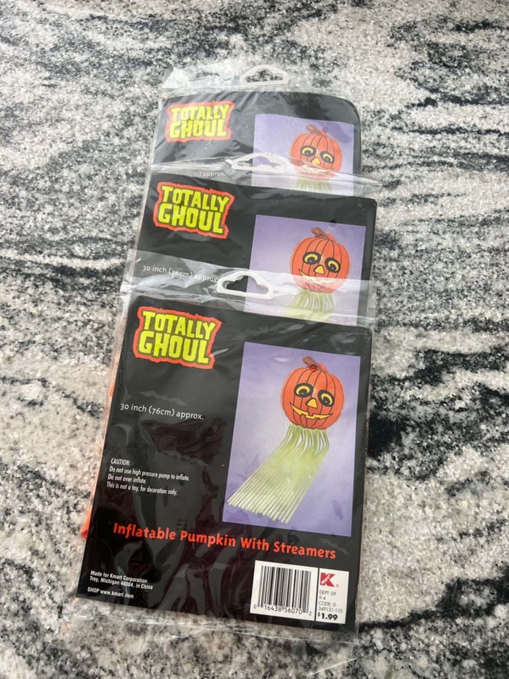 TOTALLY GHOUL Vintage Kmart Inflatable Pumpkin with Green Streamers 3